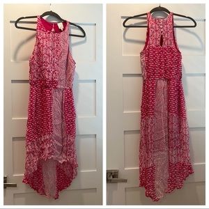 High low Ella Moss crepe pink and white dress